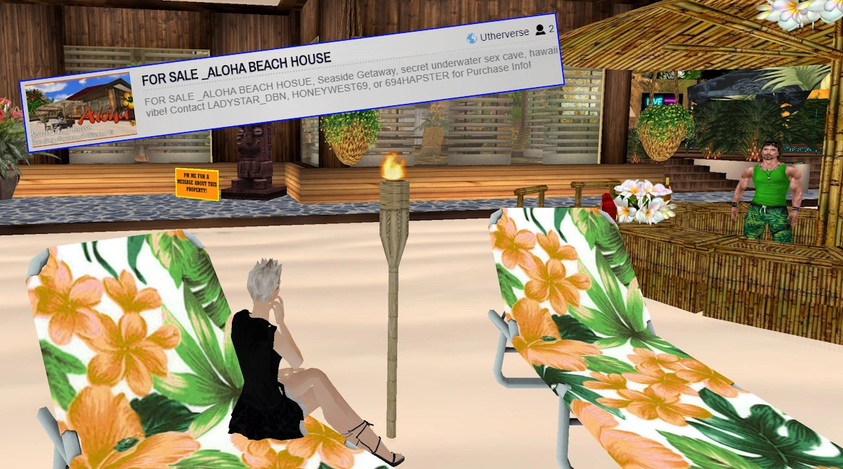 Player visiting a beach property that's for sale